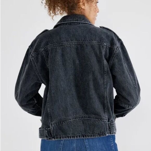 Etica Malloy moto jacket denim black ice edgy rocker sustainable capsule new med - Picture 7 of 13